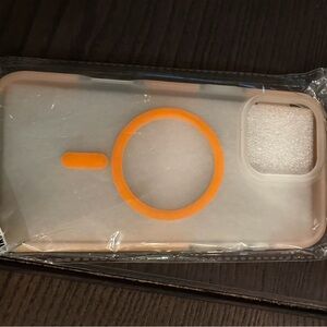 iPhone 16 pro max Clear MagSafe-Compatible Phone Case with Orange Ring